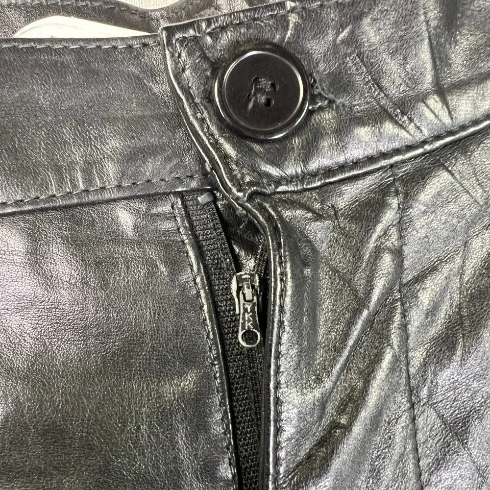 VTG Leather City Mens‎ Size 34 Pants Baggy Black Genuine Leather Pleated Lined